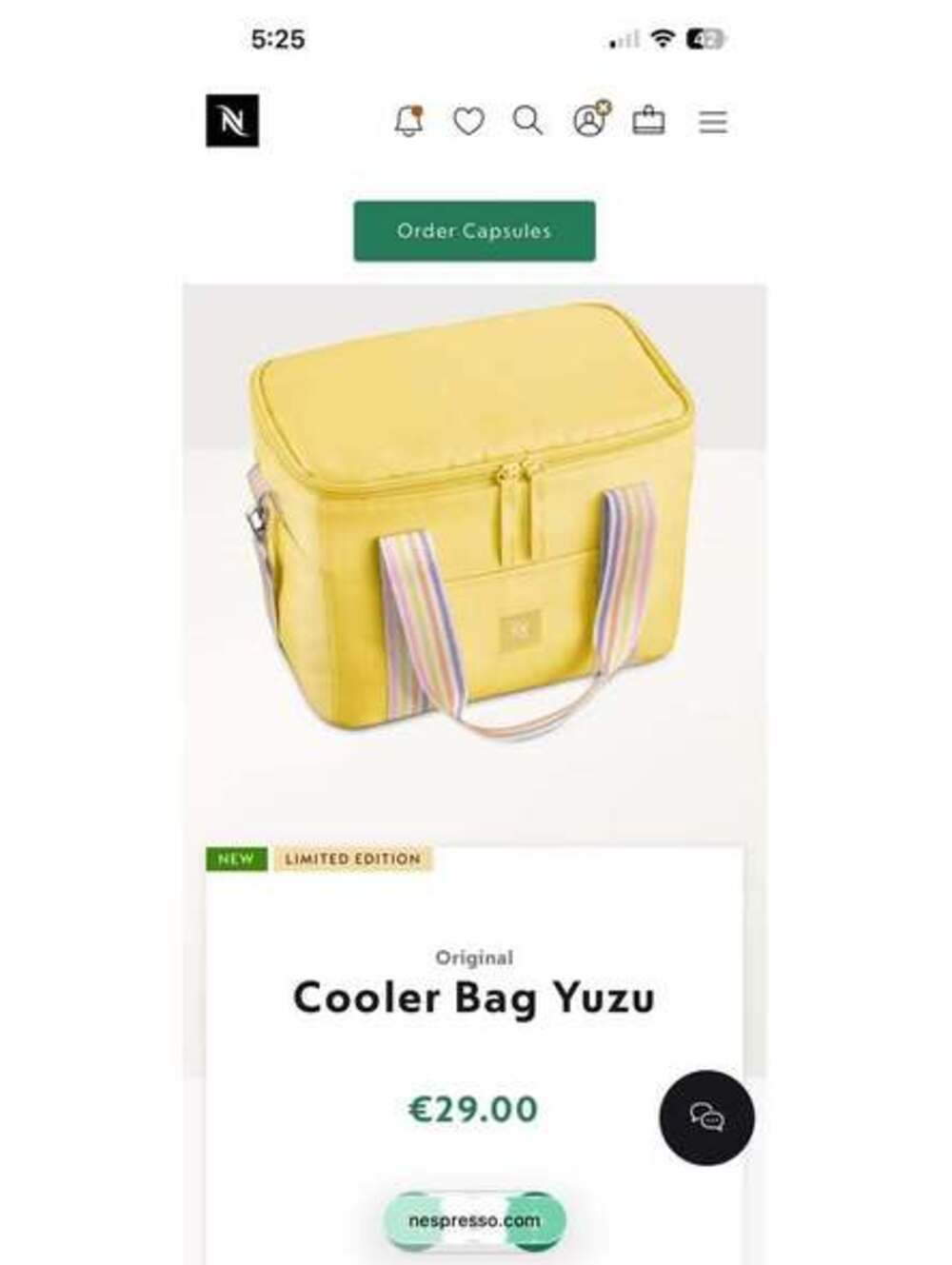New Nespresso Cooler Bag Yuzu